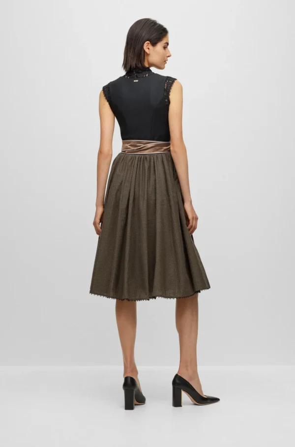 BOSS X KINGA MATHE DIRNDL DRESS WITH SILKEN APRON- GOLD