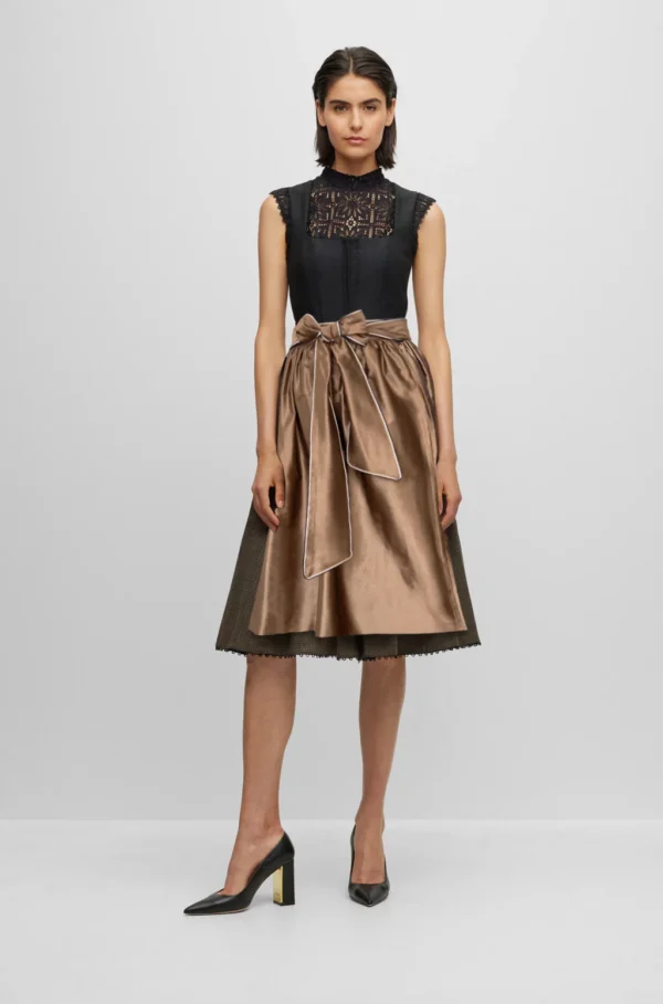 BOSS X KINGA MATHE DIRNDL DRESS WITH SILKEN APRON- GOLD
