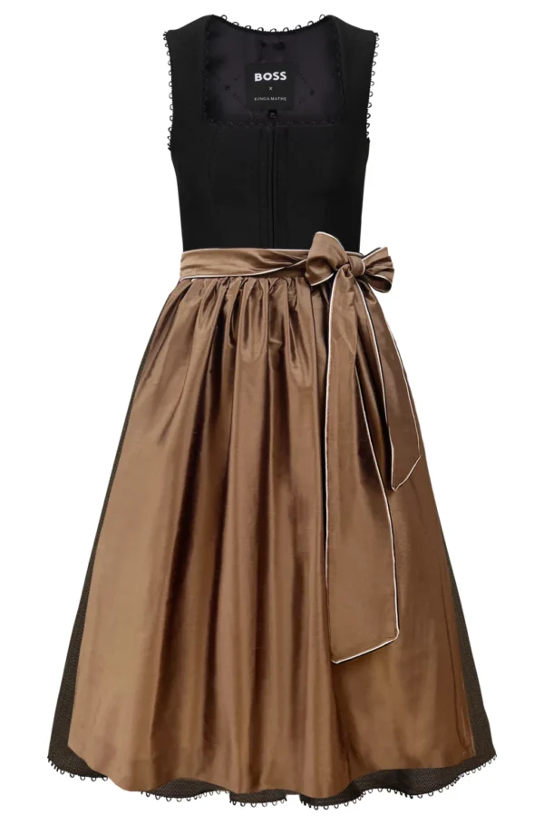 BOSS X KINGA MATHE DIRNDL DRESS WITH SILKEN APRON- GOLD