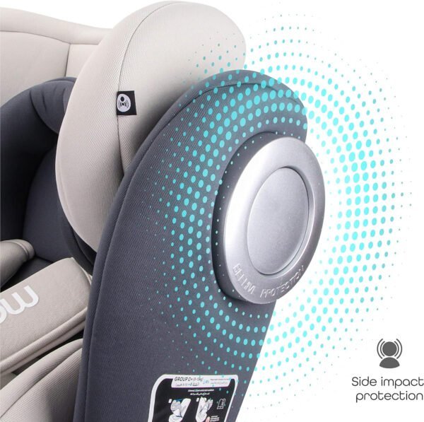 MOON Gyro Car Seat – 360° Rotating Booster Seat for Kids/Infants/Toddlers – Baby Travel Gear (Group 0-1-2-3) – Rear & Forward Convertible w/Isofix – 0M to 12Yr (Up to 36kg) – Grey