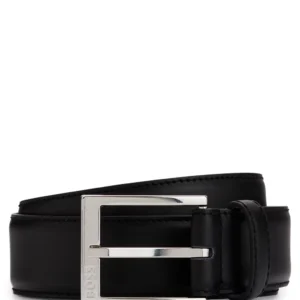 BOSS ITALIAN-LEATHER BELT WITH LOGO BUCKLE