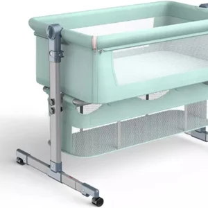 Baby Bedside Sleeper Breathable Attached Mesh Side Toddler Bassinet Attach to Bed Easy Folding Portable Crib Height Adjustable & Convertible Bassinet Baby Rocker