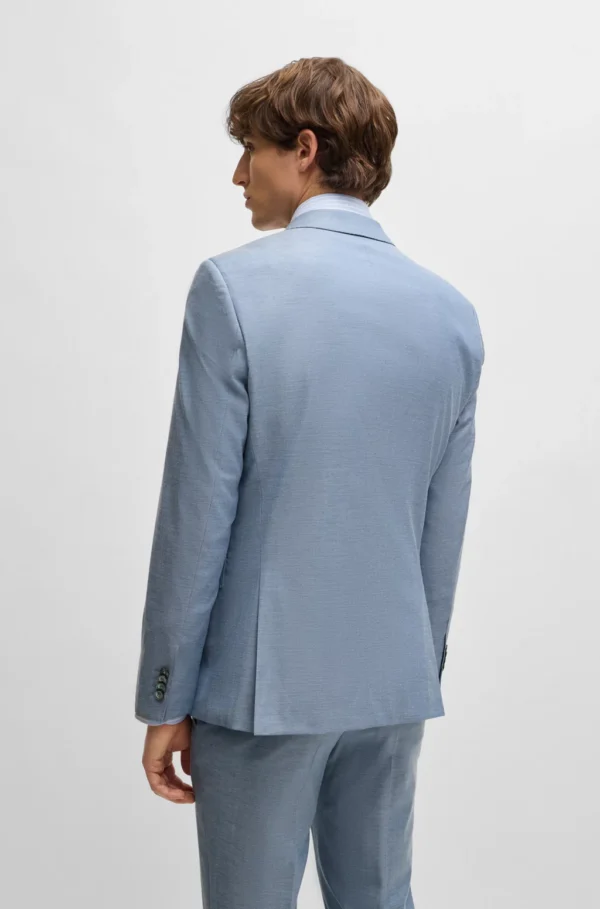 BOSS SLIM-FIT SUIT IN A MELANGE WOOL BLEND -LIGHT BLUE