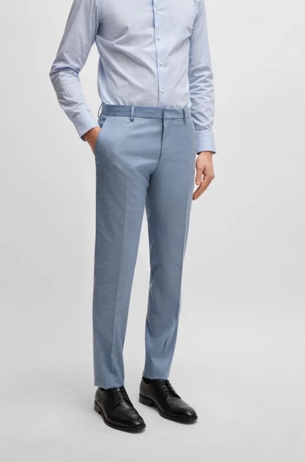 BOSS SLIM-FIT SUIT IN A MELANGE WOOL BLEND -LIGHT BLUE