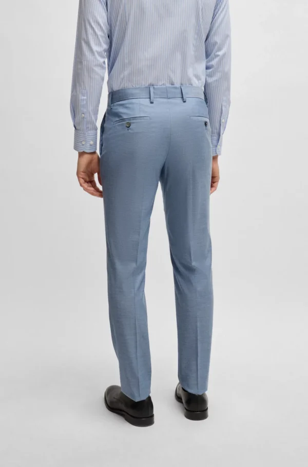 BOSS SLIM-FIT SUIT IN A MELANGE WOOL BLEND -LIGHT BLUE