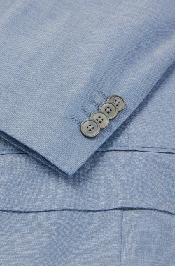 BOSS SLIM-FIT SUIT IN A MELANGE WOOL BLEND -LIGHT BLUE