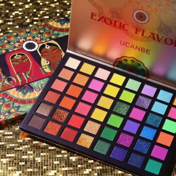 Ucanbe exotic flavors neon eyeshadow makeup palette – 48 colorful high pigmented – rainbow matte shimmer glitter eye shadow