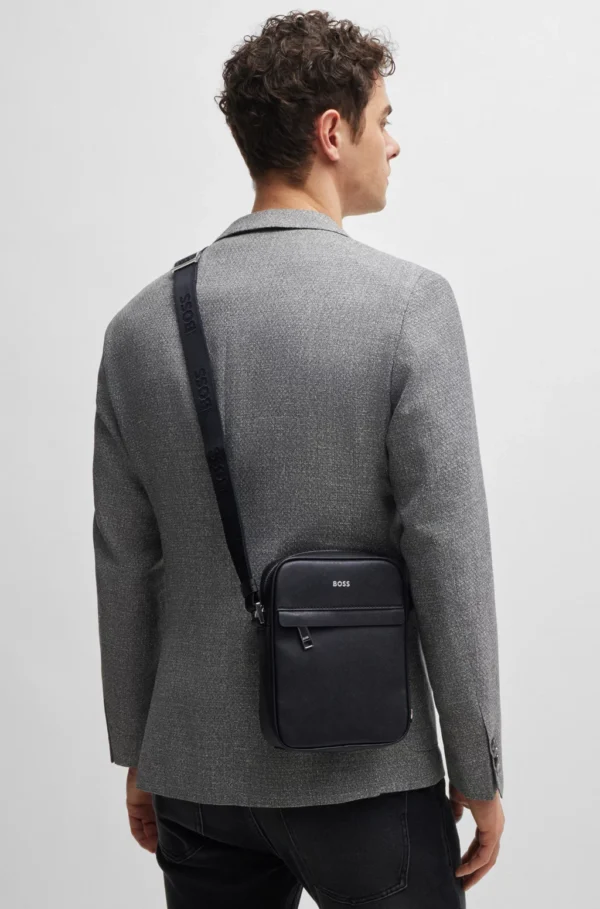 BOSS REPORTER BAG WITH SIGNATURE STRIPE AND LOGO DETAIL