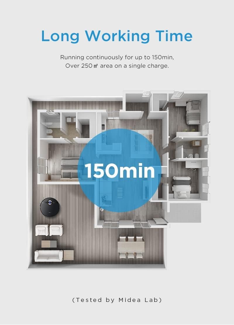 Midea M7 Pro Robot Vacuum cleaner, 4000Pa Strong Suction with BLDC motor, 150 Min Run Time, Wet Mopping