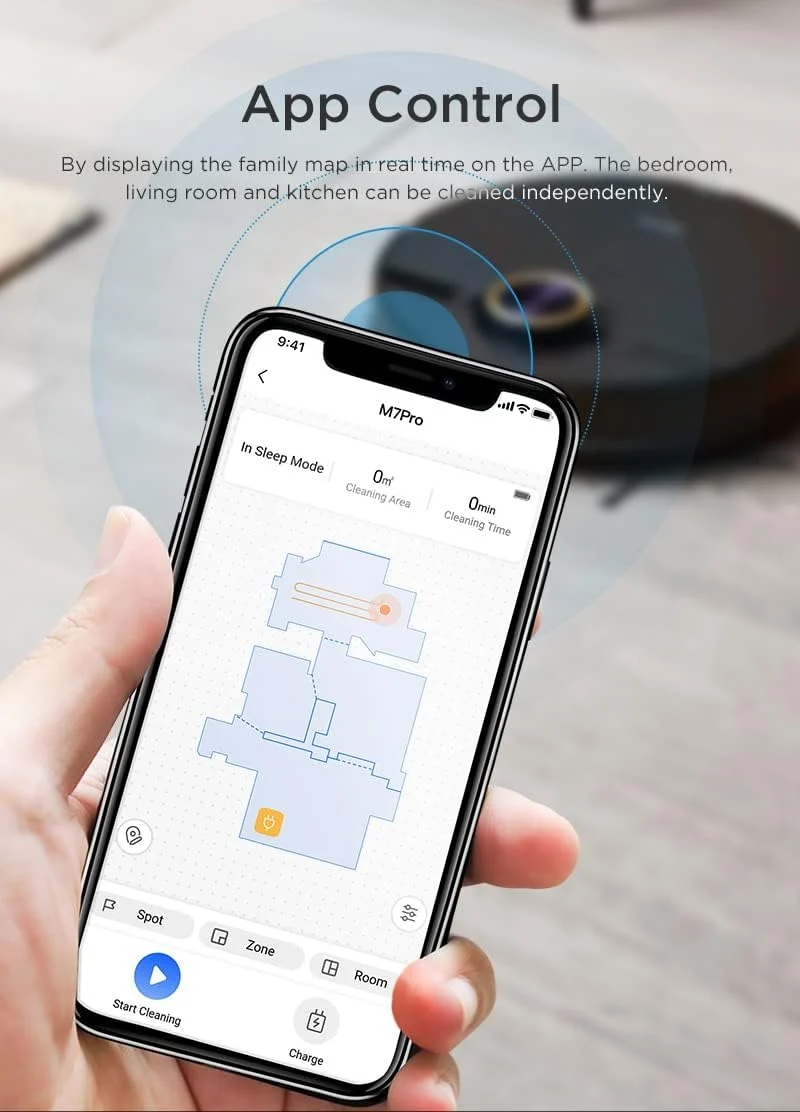 Midea M7 Pro Robot Vacuum cleaner, 4000Pa Strong Suction with BLDC motor, 150 Min Run Time, Wet Mopping