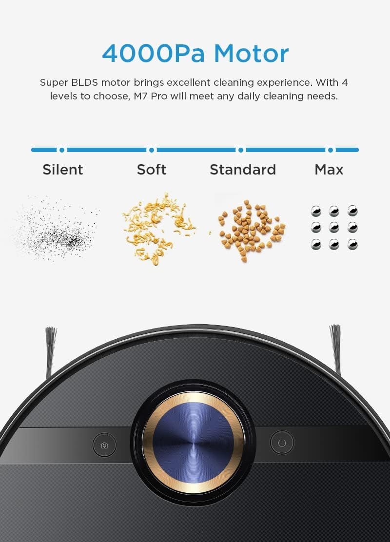 Midea M7 Pro Robot Vacuum cleaner, 4000Pa Strong Suction with BLDC motor, 150 Min Run Time, Wet Mopping