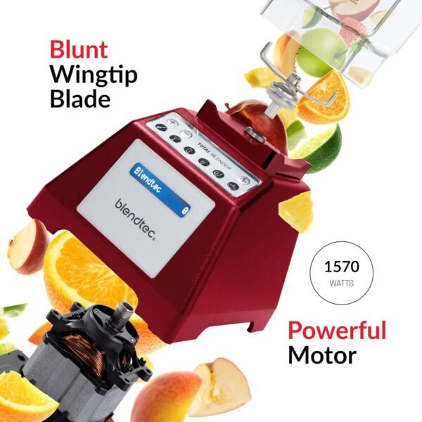 Blendtec 1560W Blender, Made In USA, 10 Manual Speed, Pulse Function, Heavy Duty Mixer, Preprogrammed Cycles For Smoothie, Ice Crush, Batter, Juice, Cream & Hot Soup – Total Blender Classic (Red)