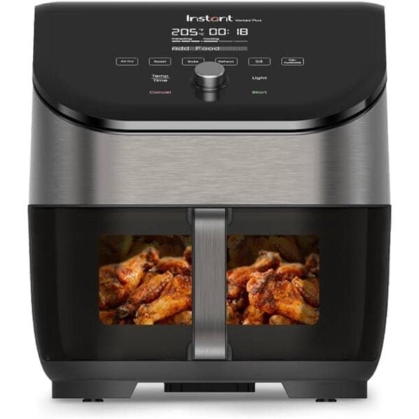 Instant Vortex 5.7L, 1700W Digital Air Fryer Single ClearCook Drawer and 6 Smart Programmes – Air Fry, Bake, Roast, Grill, Dehydrate, Reheat, Large Capacity with OdourErase Black, 2 Years Warranty