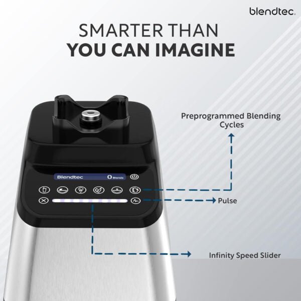 Blendtec 1800W Blender, Made In USA Heavy Duty Mixer with 100 Speed Touch Slider & Interface, Preprogrammed Cycles for Smoothie Maker, Salsa, Juice, Hot Soup, Clean & More – Designer 725 (Black)