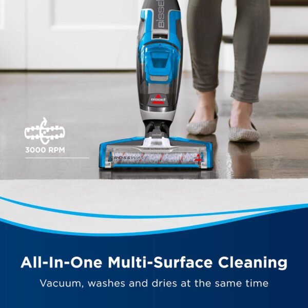 Bissell | Crosswave Multi-Surface 3 In 1 Vacuum Cleaner (1713) Wet and Dry Vacuum With 2 Tank Technology and Unique Microfiber+Nylon Brush Roll, 3000Rpm