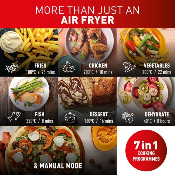 Tefal Dual Easy Fry, 8.3 L, Dual Drawers Air Fryer, Complete Family Meal, 7 Pre-Set Programs, Dishwasher-Safe Parts, Dedicated App.