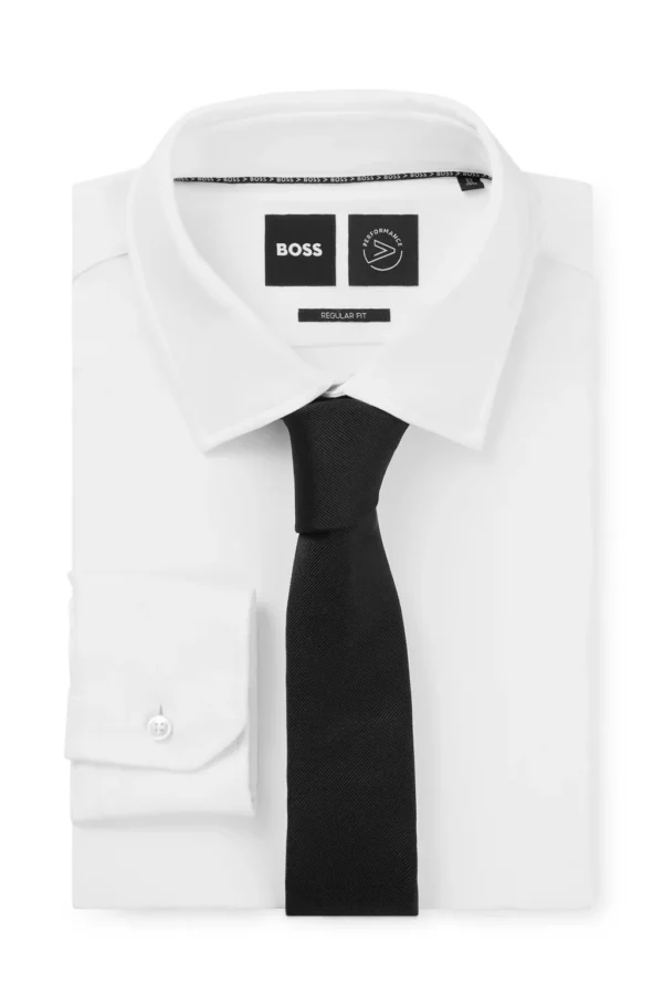 BOSS ITALIAN-MADE TIE IN PURE-SILK JACQUARD BLACK