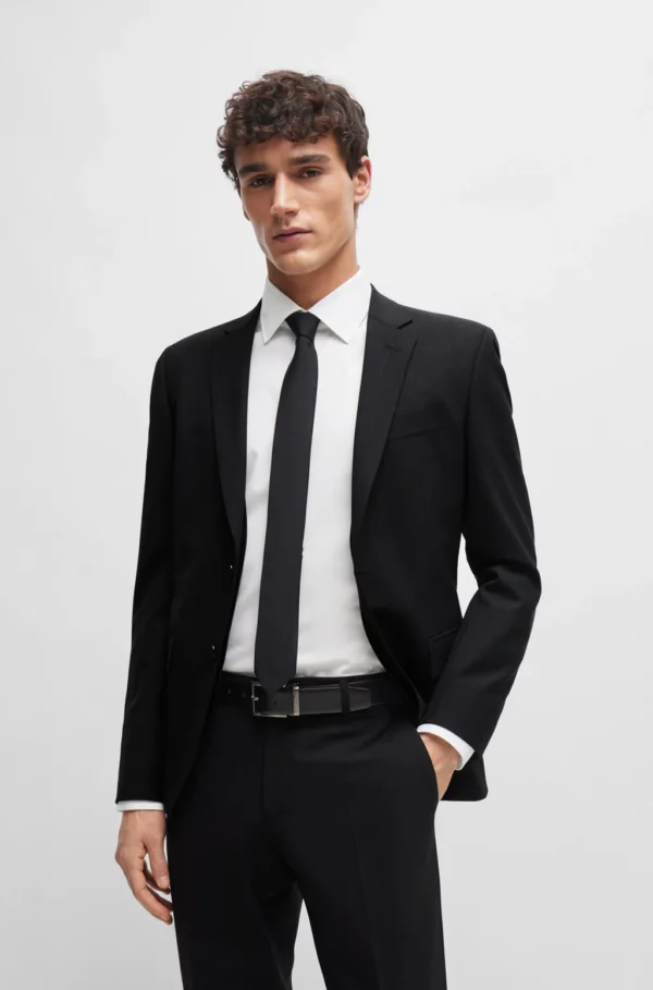 BOSS ITALIAN-MADE TIE IN PURE-SILK JACQUARD BLACK