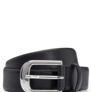 BOSS ITALIAN-LEATHER BELT WITH LOGO BUCKLE