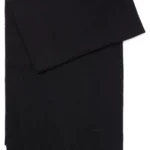 HUGO FRINGED WOOL SCARF WITH EMBROIDERED LOGO