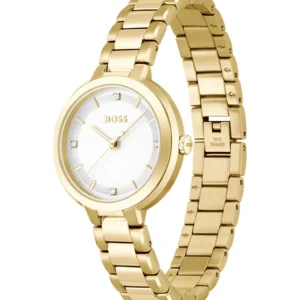 BOSS LINK-BRACELET WATCH WITH SILVER-WHITE CRYSTAL-STUDDED DIAL